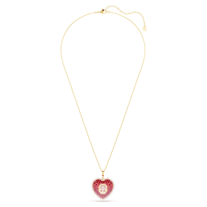 Pingente Idyllia com cortes mistos, coração, rosa, banhado a ouro Pingente Idyllia com cortes mistos, coração, rosa, banhado a ouro
