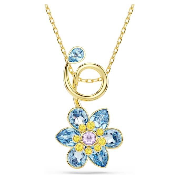 Pingente Idyllia com cortes mistos, flor, azul, banhado a ouro Pingente Idyllia com cortes mistos, flor, azul, banhado a ouro
