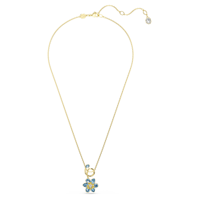 Pingente Idyllia com cortes mistos, flor, azul, banhado a ouro Pingente Idyllia com cortes mistos, flor, azul, banhado a ouro