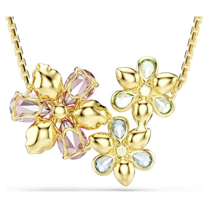 Pingente Idyllia com cortes mistos, flor, multicolorido, banhado a ouro Pingente Idyllia com cortes mistos, flor, multicolorido, banhado a ouro