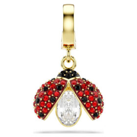 Pingente Idyllia com cortes mistos, joaninha, vermelho, banhado a dourado