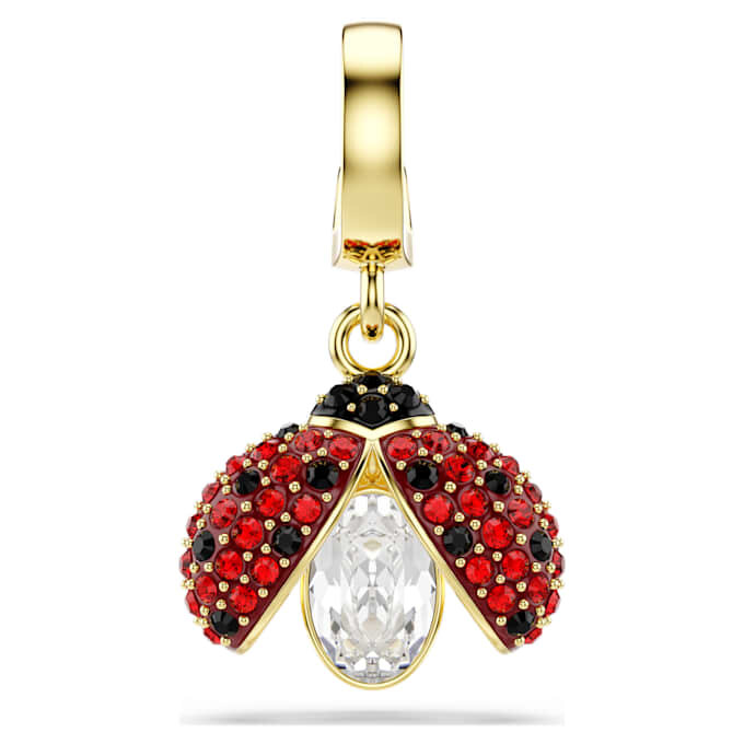 Pingente Idyllia com cortes mistos, joaninha, vermelho, banhado a dourado Pingente Idyllia com cortes mistos, joaninha, vermelho, banhado a dourado