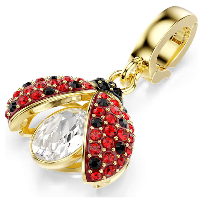 Pingente Idyllia com cortes mistos, joaninha, vermelho, banhado a dourado Pingente Idyllia com cortes mistos, joaninha, vermelho, banhado a dourado