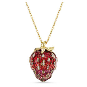 Pingente Idyllia com cortes mistos, morango, vermelho, banhado a ouro