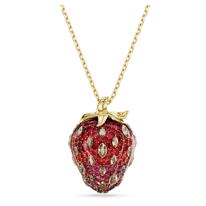 Pingente Idyllia com cortes mistos, morango, vermelho, banhado a ouro Pingente Idyllia com cortes mistos, morango, vermelho, banhado a ouro