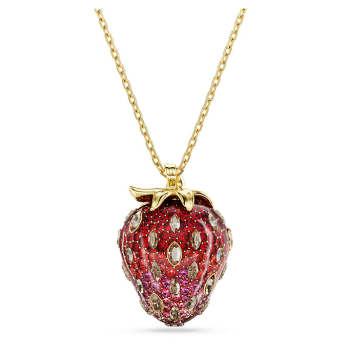 Pingente Idyllia com cortes mistos, morango, vermelho, banhado a ouro Pingente Idyllia com cortes mistos, morango, vermelho, banhado a ouro