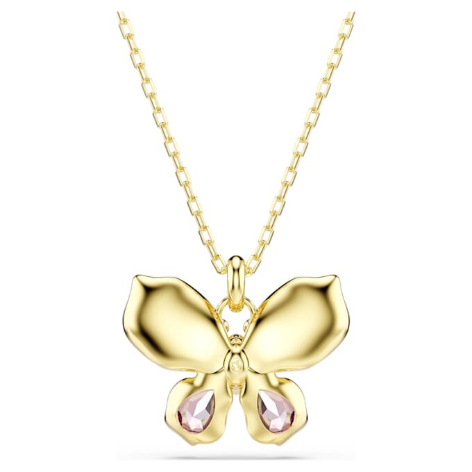 Pingente Idyllia com cortes mistos, pavé, borboleta, multicolorido, banhado a dourado Pingente Idyllia com cortes mistos, pavé, borboleta, multicolorido, banhado a dourado