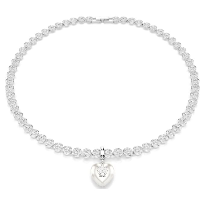 Pingente Idyllia com cortes mistos, revestimento cor de pérola, coração, branco, banhado a ródio Pingente Idyllia com cortes mistos, revestimento cor de pérola, coração, branco, banhado a ródio