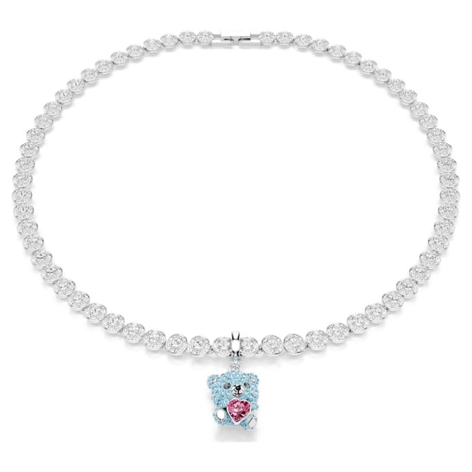 Pingente Idyllia com cortes mistos, ursinho, azul, banhado a ródio Pingente Idyllia com cortes mistos, ursinho, azul, banhado a ródio