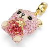 Pingente Idyllia com cortes mistos, ursinho, rosa, banhado a dourado