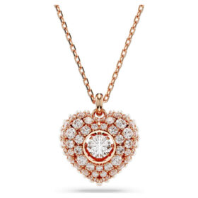 Pingente Idyllia com pérola de cristal, coração, branco, banhado a ouro rosa