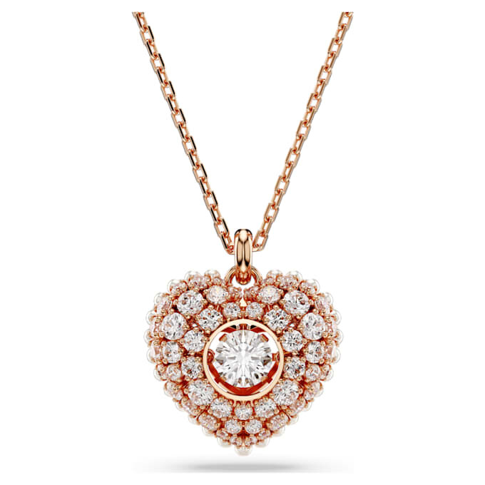 Pingente Idyllia com pérola de cristal, coração, branco, banhado a ouro rosa Pingente Idyllia com pérola de cristal, coração, branco, banhado a ouro rosa