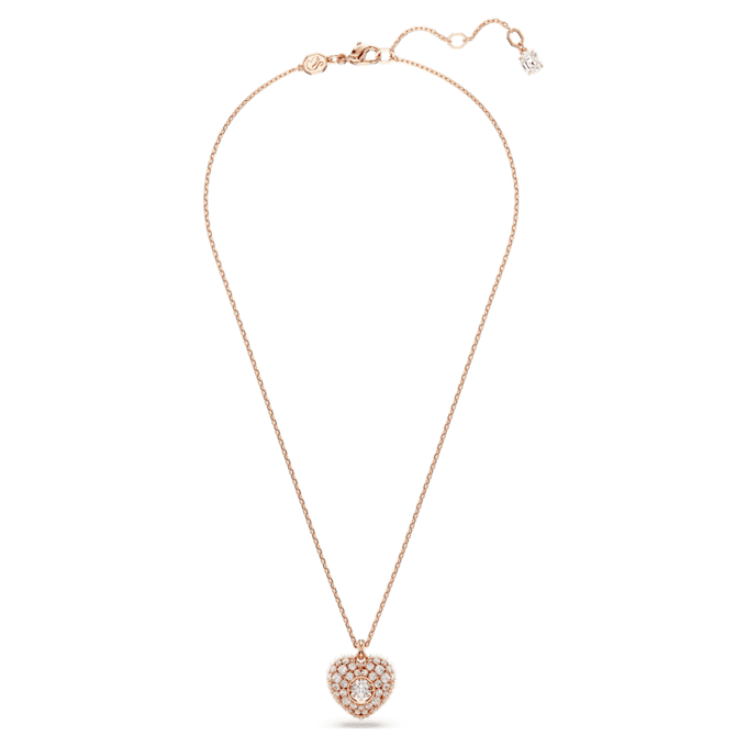 Pingente Idyllia com pérola de cristal, coração, branco, banhado a ouro rosa Pingente Idyllia com pérola de cristal, coração, branco, banhado a ouro rosa