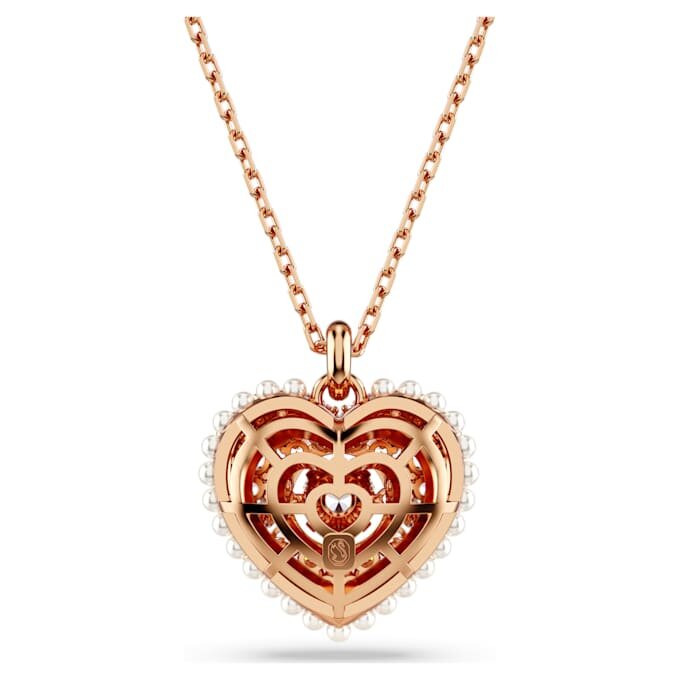 Pingente Idyllia com pérola de cristal, coração, branco, banhado a ouro rosa Pingente Idyllia com pérola de cristal, coração, branco, banhado a ouro rosa