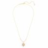 Pingente Idyllia com pérola de cristal, cortes mistos, flor, multicolorido, banhado a dourado Pingente Idyllia com pérola de cristal, cortes mistos, flor, multicolorido, banhado a dourado