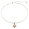 Pingente Idyllia com pérola de cristal, cortes mistos, flor, multicolorido, banhado a ouro rosa Pingente Idyllia com pérola de cristal, cortes mistos, flor, multicolorido, banhado a ouro rosa