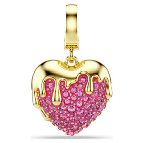 Pingente Idyllia de corte redondo, coração, rosa, banhado a dourado