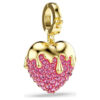 Pingente Idyllia de corte redondo, coração, rosa, banhado a dourado