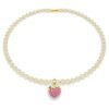 Pingente Idyllia de corte redondo, coração, rosa, banhado a dourado
