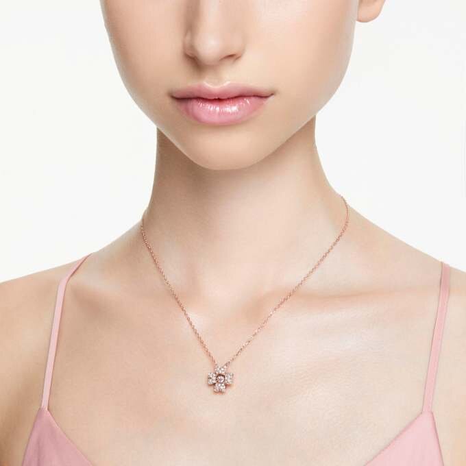 Pingente Idyllia Trevo, Branco, com banho em tom de ouro rosa Pingente Idyllia Trevo, Branco, com banho em tom de ouro rosa