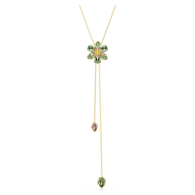 Pingente Idyllia Y com cortes mistos, flor, multicolorido, banhado a dourado Pingente Idyllia Y com cortes mistos, flor, multicolorido, banhado a dourado