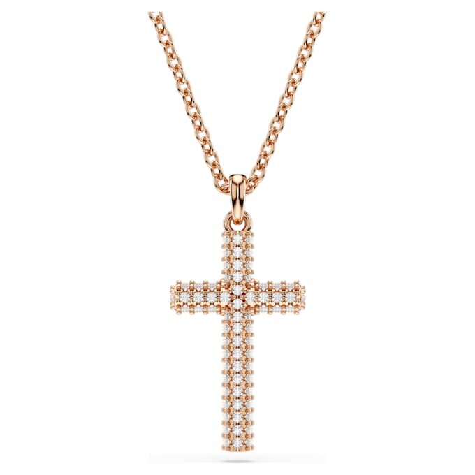 Pingente Insigne em forma de cruz, branco, banhado a ouro rosa Pingente Insigne em forma de cruz, branco, banhado a ouro rosa