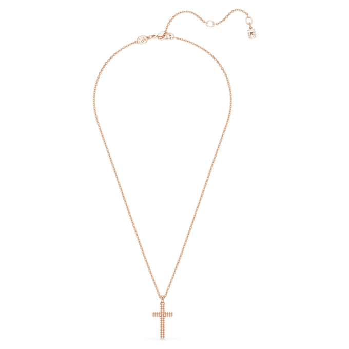 Pingente Insigne em forma de cruz, branco, banhado a ouro rosa Pingente Insigne em forma de cruz, branco, banhado a ouro rosa