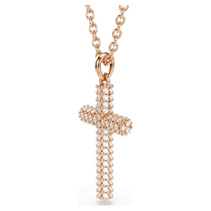 Pingente Insigne em forma de cruz, branco, banhado a ouro rosa Pingente Insigne em forma de cruz, branco, banhado a ouro rosa