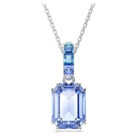 Pingente Millenia com corte octogonal, azul, banhado a ródio