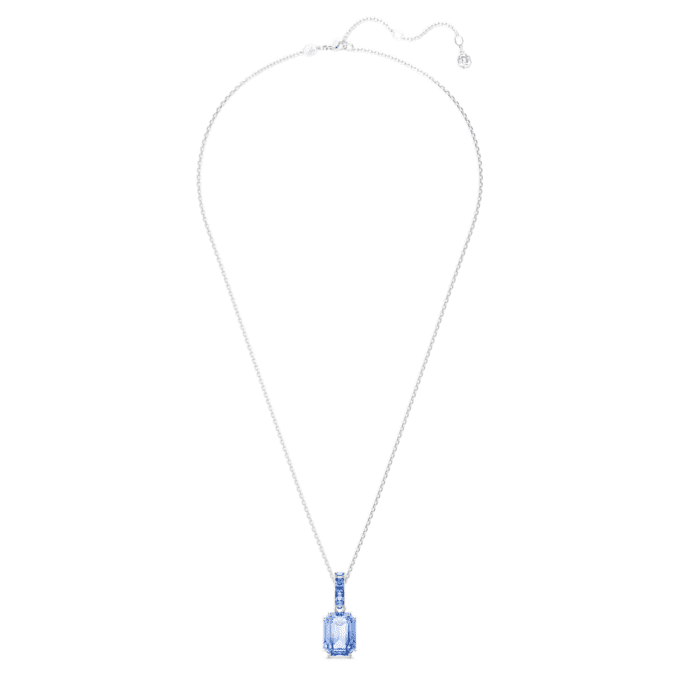 Pingente Millenia com corte octogonal, azul, banhado a ródio Pingente Millenia com corte octogonal, azul, banhado a ródio