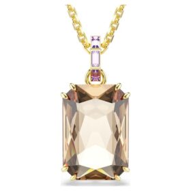Pingente Millenia com corte octogonal, cor caramelo, banhado a ouro