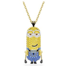 Pingente Minions Kevin com pavé, multicolorido, banhado a dourado