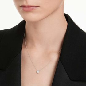 Pingente octogonal com diamantes cultivados em laboratório, 0,5 Ct no total, forma octogonal, ouro branco de 14K