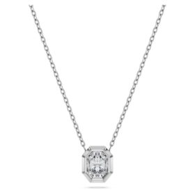 Pingente octogonal com diamantes cultivados em laboratório, 0,5 Ct no total, forma octogonal, ouro branco de 14K