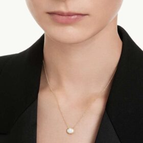 Pingente octogonal com diamantes cultivados em laboratório, 1,0 ct no total, forma octogonal, ouro amarelo de 14K