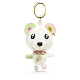 Pingente para mala em forma de ursinho, multicolorido, banhado a ouro