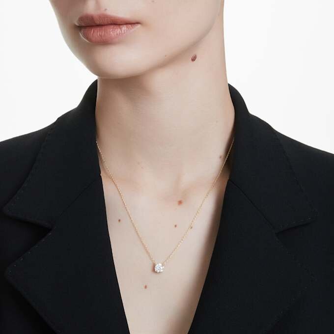 Pingente Solitário Eternity com diamantes cultivados em laboratório, 1 Ct Tw, forma redonda, ouro amarelo de 14K Pingente Solitário Eternity com diamantes cultivados em laboratório, 1 Ct Tw, forma redonda, ouro amarelo de 14K