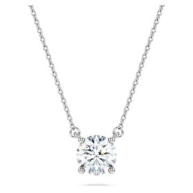 Pingente Solitário Eternity com diamantes cultivados em laboratório, 1 Ct Tw, forma redonda, ouro branco de 14K