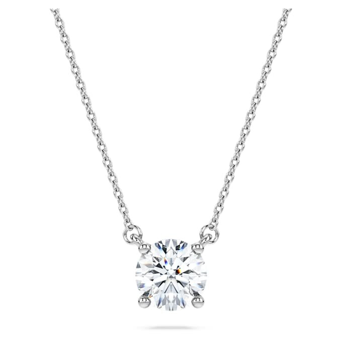 Pingente Solitário Eternity com diamantes cultivados em laboratório, 1 Ct Tw, forma redonda, ouro branco de 14K Pingente Solitário Eternity com diamantes cultivados em laboratório, 1 Ct Tw, forma redonda, ouro branco de 14K