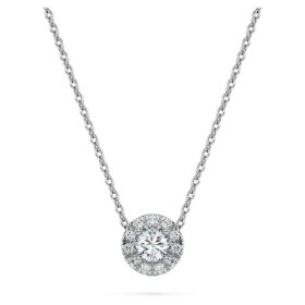 Pingente Solitário Eternity Halo com diamantes cultivados em laboratório, 0,23 ct no total, forma redonda, prata esterlina