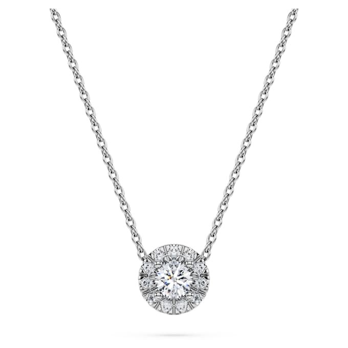 Pingente Solitário Eternity Halo com diamantes cultivados em laboratório, 0,23 ct no total, forma redonda, prata esterlina Pingente Solitário Eternity Halo com diamantes cultivados em laboratório, 0,23 ct no total, forma redonda, prata esterlina