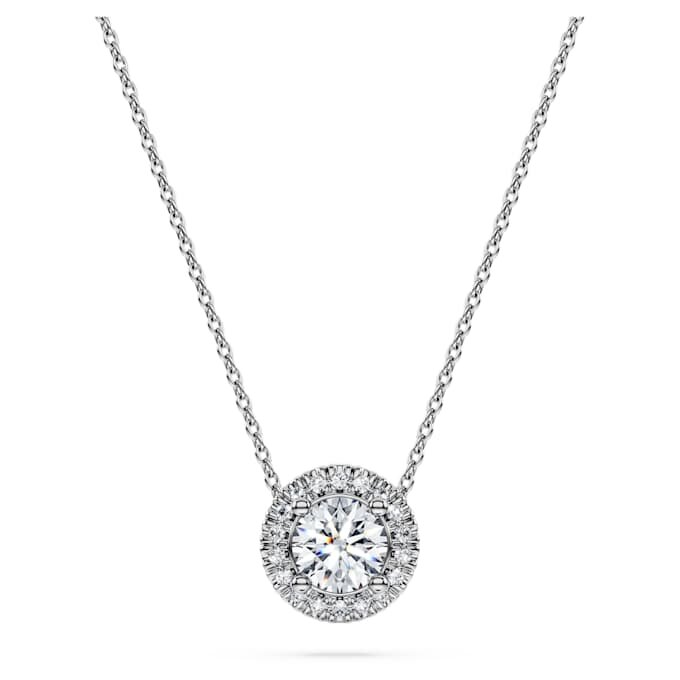 Pingente Solitário Eternity Halo com diamantes cultivados em laboratório, 0,59 Ct no total, forma redonda, ouro branco de 14K Pingente Solitário Eternity Halo com diamantes cultivados em laboratório, 0,59 Ct no total, forma redonda, ouro branco de 14K