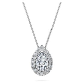 Pingente Solitário Eternity Halo com Diamantes Cultivados em Laboratório, 1 Ct Tw, Forma de Pêra, Ouro Branco de 14K
