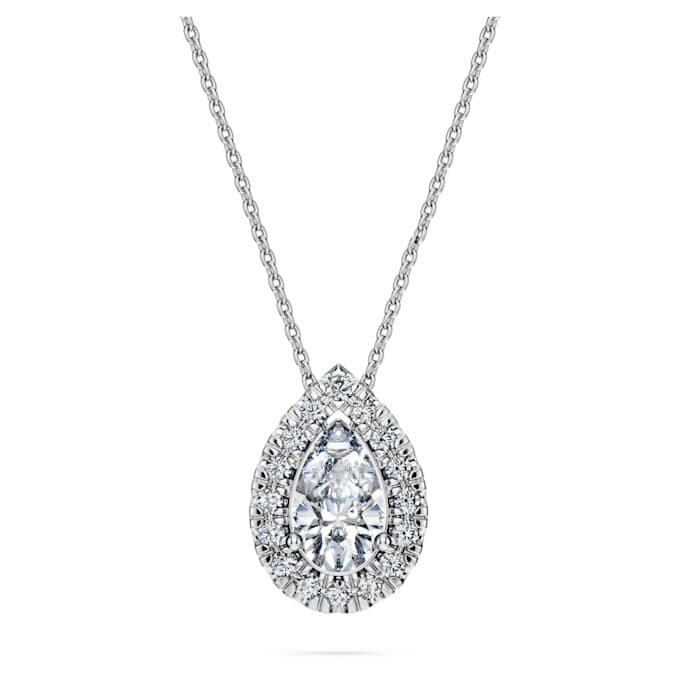 Pingente Solitário Eternity Halo com Diamantes Cultivados em Laboratório, 1 Ct Tw, Forma de Pêra, Ouro Branco de 14K Pingente Solitário Eternity Halo com Diamantes Cultivados em Laboratório, 1 Ct Tw, Forma de Pêra, Ouro Branco de 14K