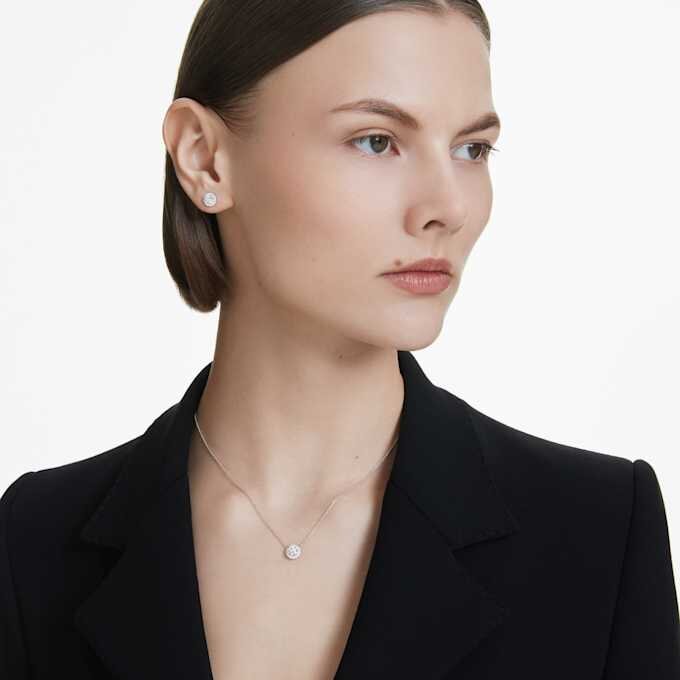 Brincos de aro «Eternity Halo» com diamantes cultivados em laboratório, 0,75 ct no total, forma redonda, ouro branco de 14K Brincos de aro «Eternity Halo» com diamantes cultivados em laboratório, 0,75 ct no total, forma redonda, ouro branco de 14K