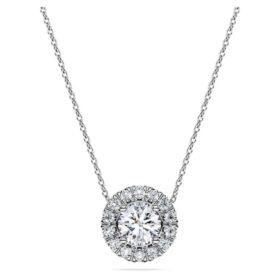 Pingente Solitário Eternity Halo com diamantes cultivados em laboratório, 1 Ct Tw, forma redonda, ouro branco de 14K