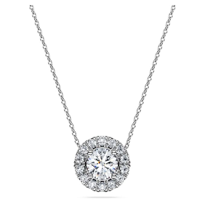 Pingente Solitário Eternity Halo com diamantes cultivados em laboratório, 1 Ct Tw, forma redonda, ouro branco de 14K Pingente Solitário Eternity Halo com diamantes cultivados em laboratório, 1 Ct Tw, forma redonda, ouro branco de 14K