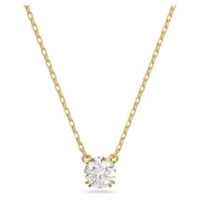 Pingente Stilla de corte redondo, branco, banhado a ouro