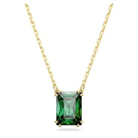 Pingente Stilla de corte retangular, verde, banhado a ouro