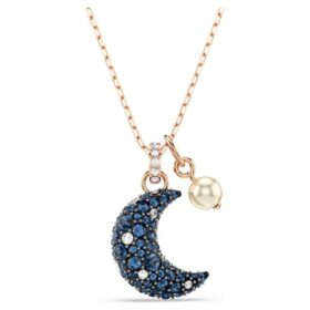 Pingente Sublima com pérola de cristal, lua, multicolorido, banhado a ouro rosa